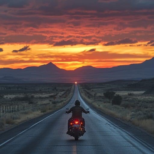 Biker at sunset